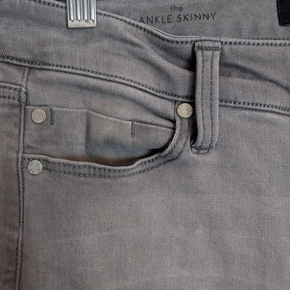 LIVERPOOL ankle skinny charcoal gray jeans with black distressed cuffed hem - Picture 3 of 16